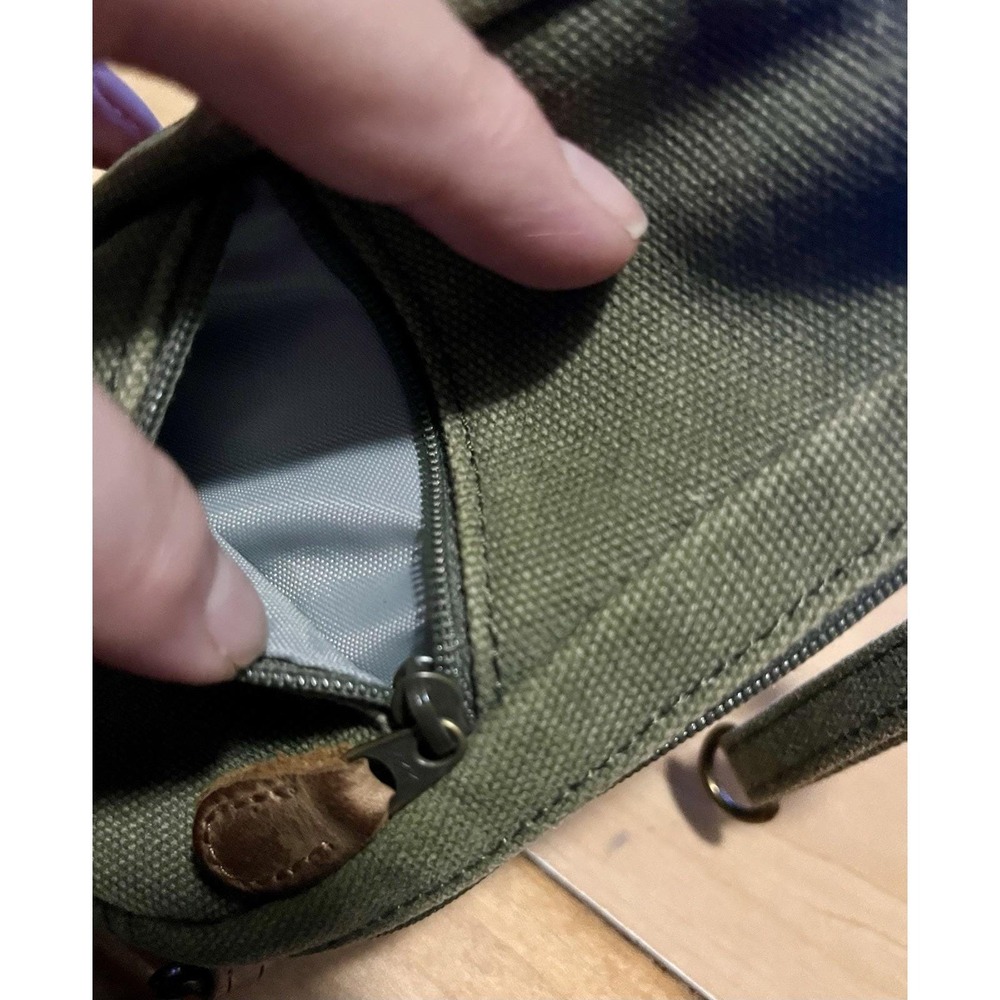 90s LL Bean AmeriBag Healthy Back Bag Sling MINI Olive Green Crossbody Travel - Picture 9 of 12